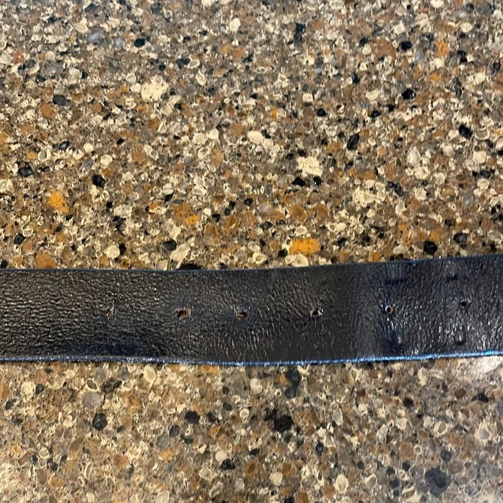 Vintage Aldo Large Buckle Dark Black Distressed Leather Belt Size XL Y2K